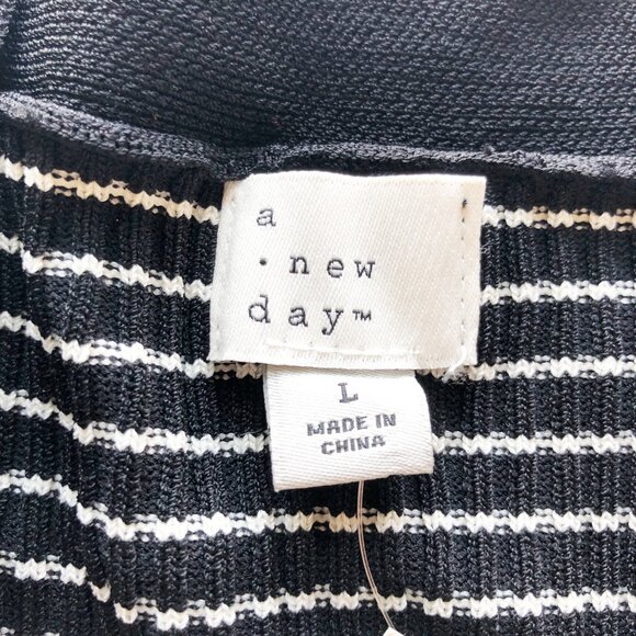 A NEW DAY NWT Bell Long Sleeve Midi Ribbed Sweater Dress Striped Womens Large - Picture 5 of 10